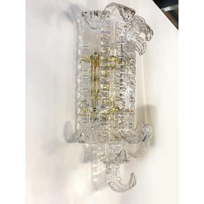  SimoEng A Pair of Contemporary Transparent Lingue Murano Glass Wall Lamp