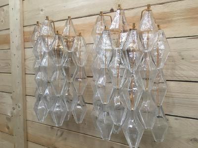  SimoEng A pair of 2 Murano Glass poliedri wall sconce with a gold