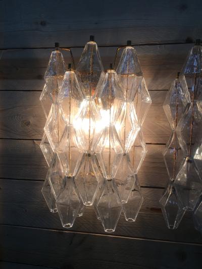  SimoEng A pair of 2 Murano Glass poliedri wall sconce with a gold