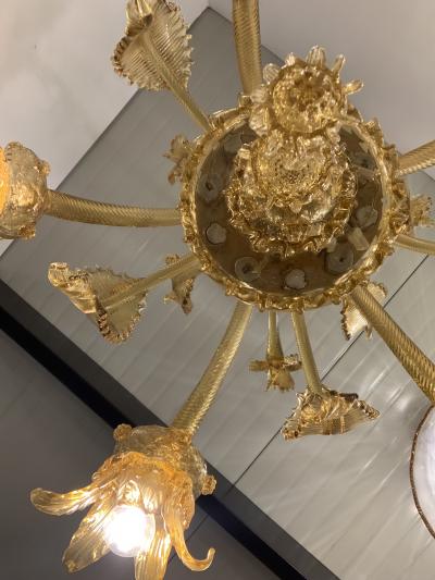  SimoEng Amber Murano Glass Chandelier With Flowers and Leaves