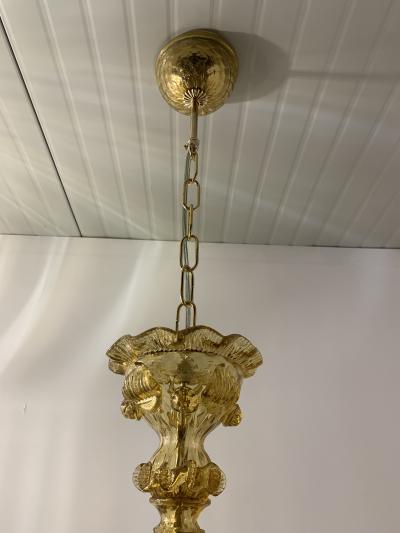  SimoEng Amber Murano Glass Chandelier With Flowers and Leaves