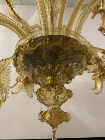  SimoEng Amber Murano Glass Chandelier With Flowers and Leaves