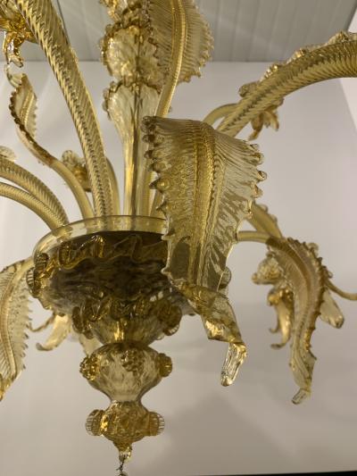  SimoEng Amber Murano Glass Chandelier With Flowers and Leaves