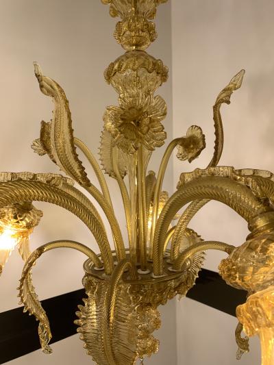  SimoEng Amber Murano Glass Chandelier With Flowers and Leaves