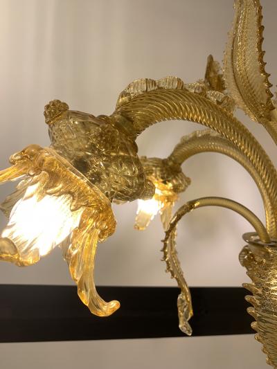  SimoEng Amber Murano Glass Chandelier With Flowers and Leaves