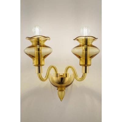  SimoEng Amber Murano Glass Sconce with Linear Design by Simoeng for Simoeng