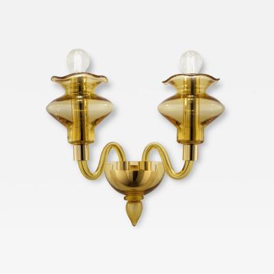  SimoEng Amber Murano Glass Sconce with Linear Design by Simoeng for Simoeng