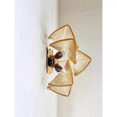  SimoEng Amber Rondini Murano Glass Gold Wall Sconces by Simoeng Set of 2