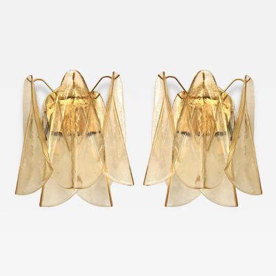  SimoEng Amber Rondini Murano Glass Gold Wall Sconces by Simoeng Set of 2