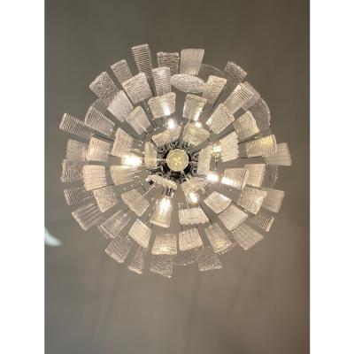  SimoEng Art Deco Murano Glass Style Chandelier Clear Italian Sputnik Art by SimoEng
