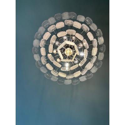 SimoEng Art Deco Murano Style Chandelier Clear and Frosted Italian Sputnik Art