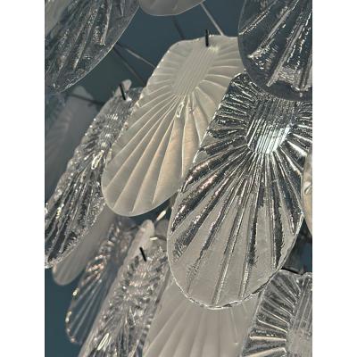  SimoEng Art Deco Murano Style Chandelier Clear and Frosted Italian Sputnik Art