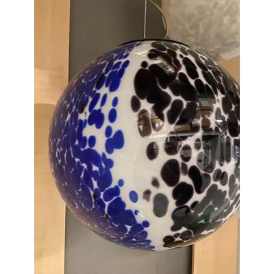  SimoEng Blue and Black Murrine Sphere Pendant in Murano Style Glass