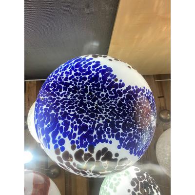  SimoEng Blue and Black Murrine Sphere Pendant in Murano Style Glass