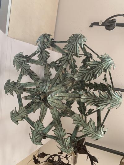  SimoEng Chandelier in Green Argilla Metal Wrought Iron Florentine Art Made in Italy