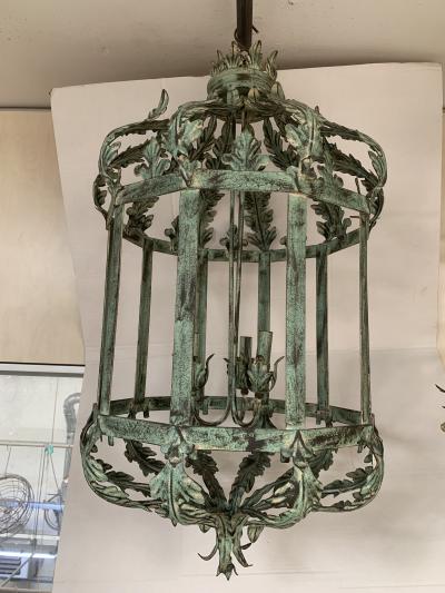  SimoEng Chandelier in Green Argilla Metal Wrought Iron Florentine Art Made in Italy