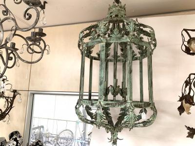  SimoEng Chandelier in Green Argilla Metal Wrought Iron Florentine Art Made in Italy