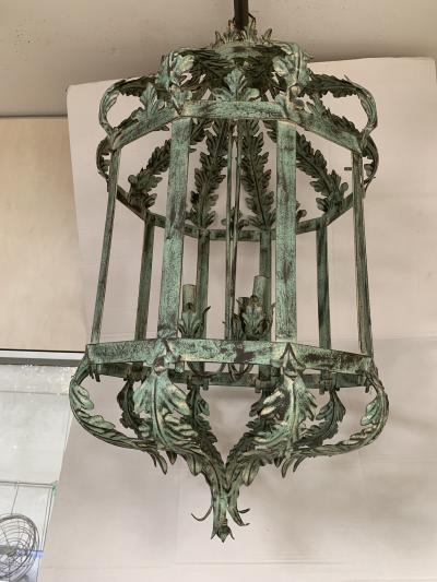  SimoEng Chandelier in Green Argilla Metal Wrought Iron Florentine Art Made in Italy