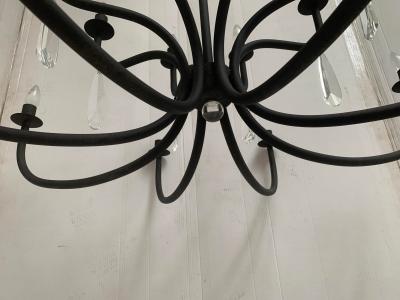  SimoEng Chandelier in Matte Black Metal 20 Lights Wrought Iron Florentine Art