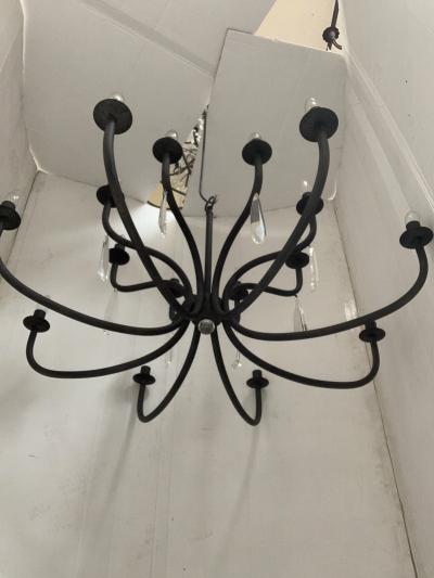  SimoEng Chandelier in Matte Black Metal 20 Lights Wrought Iron Florentine Art