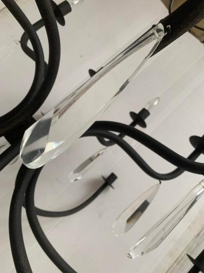  SimoEng Chandelier in Matte Black Metal 20 Lights Wrought Iron Florentine Art