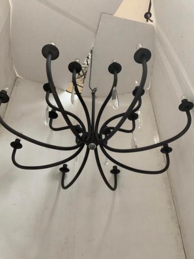  SimoEng Chandelier in Matte Black Metal 20 Lights Wrought Iron Florentine Art