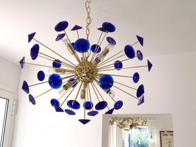  SimoEng Chandelier murano glass sputnik blue italian handmade