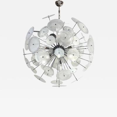  SimoEng Chromed Sputnik Chandelier W Venied White Alabastro Murano Glass Discs