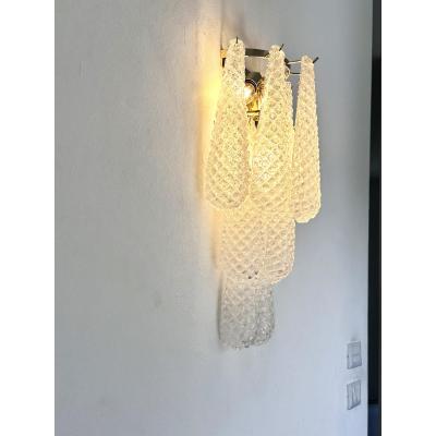  SimoEng Clear Conchiglie Murano Glass Gold Wall Sconce by Simoeng