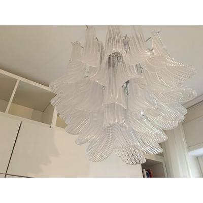  SimoEng Clear Selle Seghettate Murano Glass Venini Style Chandelier