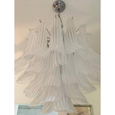  SimoEng Clear Selle Seghettate Murano Glass Venini Style Chandelier