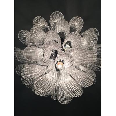  SimoEng Clear Selle Seghettate Murano Glass Venini Style Chandelier
