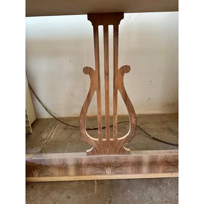  SimoEng Consolle in Walnut Feather Wood and Maple and Walnut Inlays With Harp