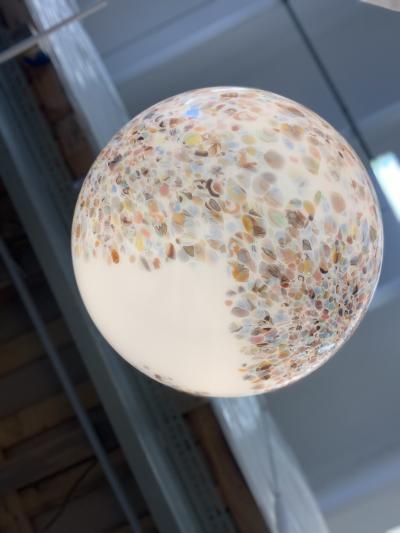  SimoEng Contempoarary Milky White Sphere in Murano Style Glass With Multicolored Murrine