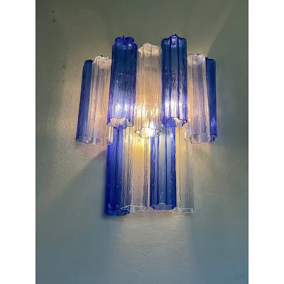  SimoEng Contemporary Blue Bicolor Tronchi Wall Sconce in Venini Style