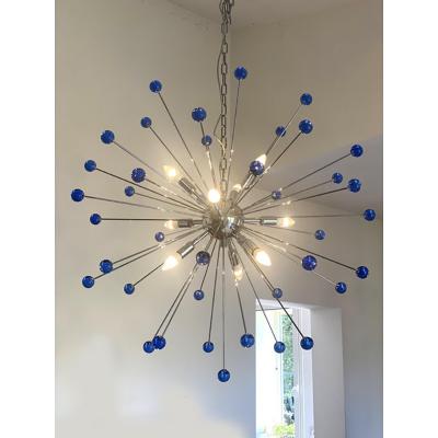  SimoEng Contemporary Blue Star Murano Glass Sputnik Chandelier