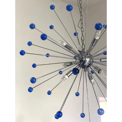  SimoEng Contemporary Blue Star Murano Glass Sputnik Chandelier