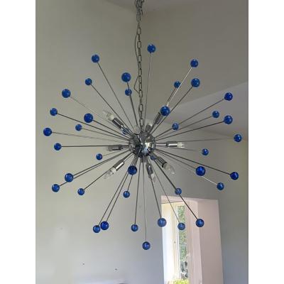  SimoEng Contemporary Blue Star Murano Glass Sputnik Chandelier