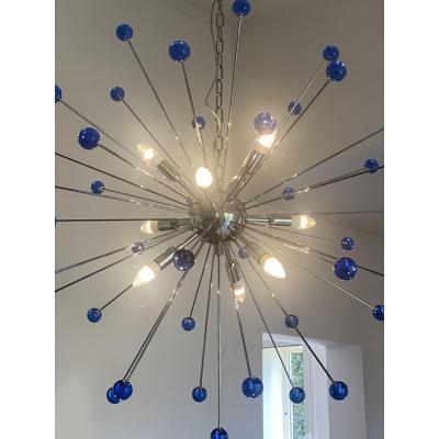  SimoEng Contemporary Blue Star Murano Glass Sputnik Chandelier