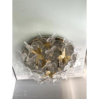  SimoEng Contemporary Brass and Murano Glass Butterfly Flush Mount by Simoeng