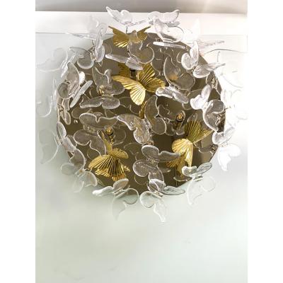  SimoEng Contemporary Brass and Murano Glass Butterfly Flush Mount by Simoeng