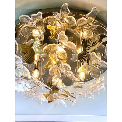  SimoEng Contemporary Brass and Murano Glass Butterfly Flush Mount by Simoeng