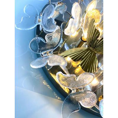  SimoEng Contemporary Brass and Murano Glass Butterfly Flush Mount by Simoeng