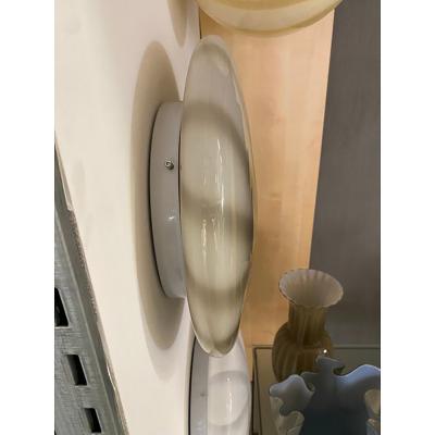  SimoEng Contemporary Brown Reeds on White Murano Glass Wall Sconce or Flush Mount