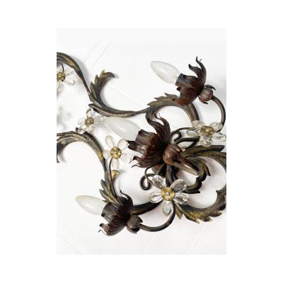  SimoEng Contemporary Brunito and Rush Florentine Wrought Iron Wall Lamp