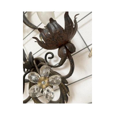  SimoEng Contemporary Brunito and Rush Florentine Wrought Iron Wall Lamp