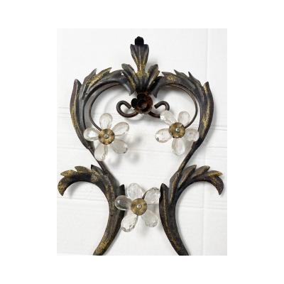  SimoEng Contemporary Brunito and Rush Florentine Wrought Iron Wall Lamp