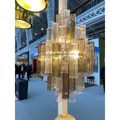 SimoEng Contemporary Chandelier Murano Style Glass Squared Elements