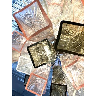  SimoEng Contemporary Chandelier Murano Style Glass Squared Elements