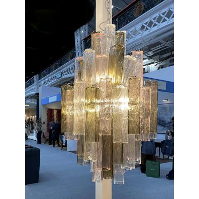  SimoEng Contemporary Chandelier Murano Style Glass Squared Elements